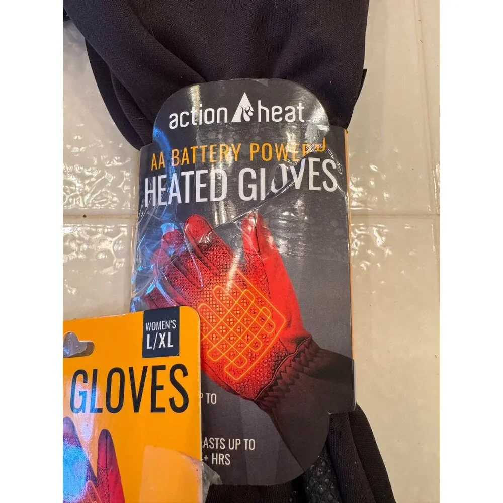 Action Heat Gloves Women's L/XL AA Battery Powered Heated NWT